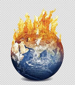 地球变暖冒火免抠png透明图层素材