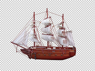 白帆红色帆船免抠png透明图层素材