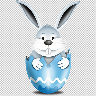 蓝色彩蛋兔子免抠png透明图层素材
