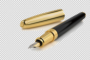 金色笔尖钢笔免抠png透明图层素材