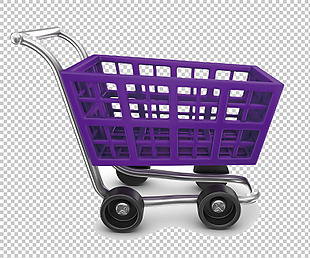 紫色塑料购物车免抠png透明图层素材