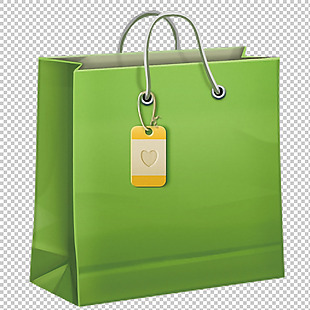 绿色漂亮购物袋免抠png透明图层素材