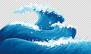 手绘漂亮的海浪免抠png透明图层素材
