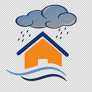 降雨洪水房子图标免抠png透明图层素材