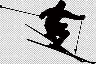黑色滑雪运动剪影免抠png透明图层素材