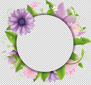 圆形鲜花花边免抠png透明图层素材