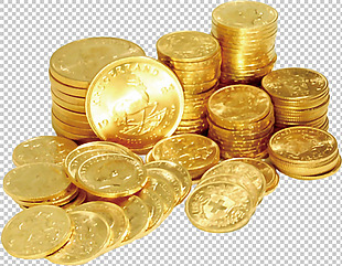 一堆黄色金币免抠png透明图层素材