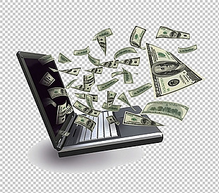 笔记本电脑钞票免抠png透明图层素材