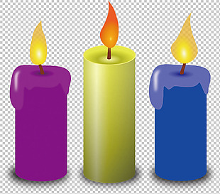 彩色点燃的蜡烛免抠png透明图层素材