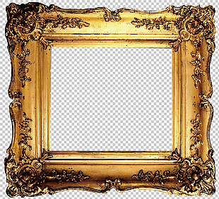 金色欧式花边相框免抠png透明图层素材