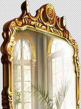 三维金色边框镜子免抠png透明图层素材