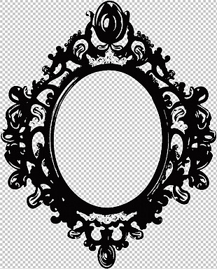 黑色欧式花纹镜子免抠png透明图层素材