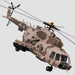 褐色迷彩军用直升机免抠png透明图层素材