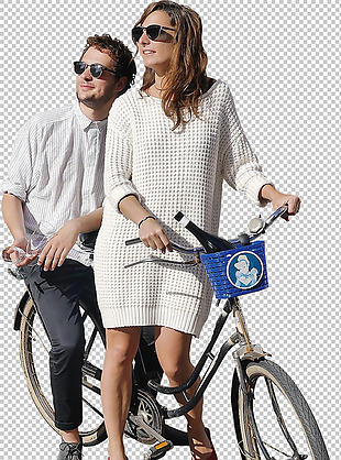 快乐的骑单车的情侣免抠png透明图层素材