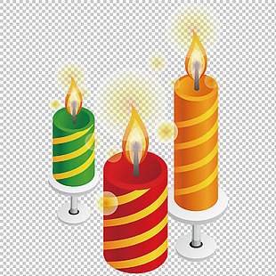 彩色圣诞蜡烛免抠png透明图层素材