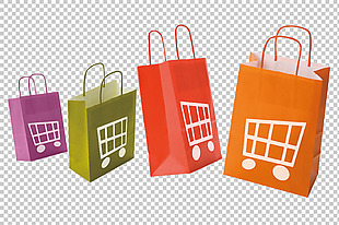 彩色零售购物袋免抠png透明图层素材