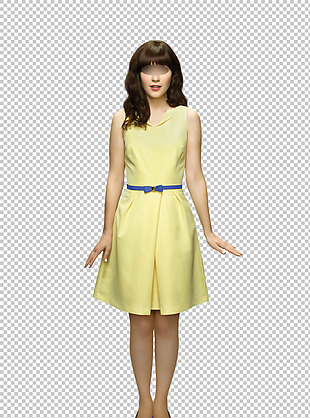 黄色长裙美女模特免抠png透明图层素材