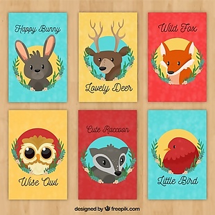 野生动物脸卡片