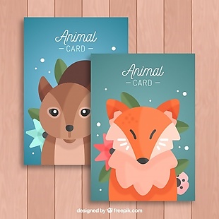 狐狸和松鼠动物卡片