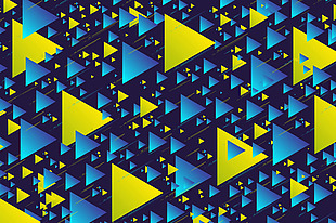 渐变黄蓝几何重叠动感三角形科技活动背景