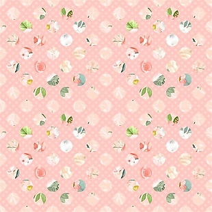 粉色格子镶嵌花朵浪漫手绘情人节图片背景