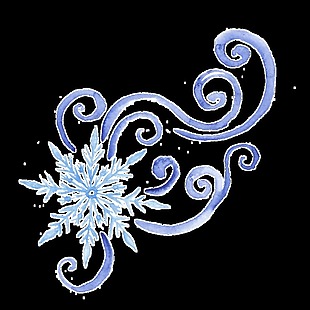 蓝色手绘雪花卡通雪透明素材