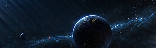蓝色科技星球banner背景素材