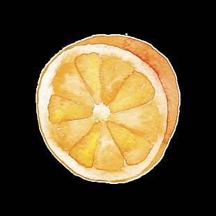 橙色手绘橙子卡通透明水果素材