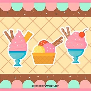 在平面设计背景和甜点冰淇淋