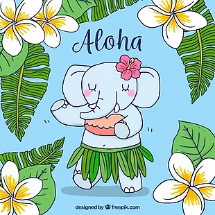 手绘夏威夷大象背景
