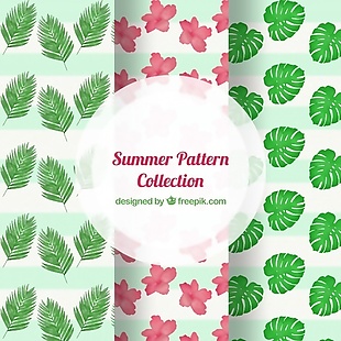 夏季花卉和棕榈叶装饰图案