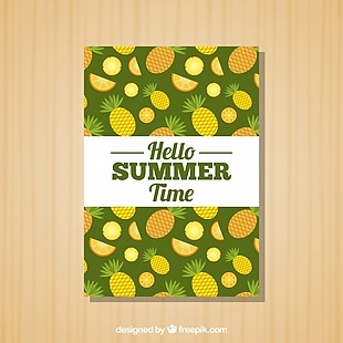 夏季卡菠萝和橙片