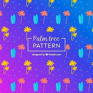 棕榈树的多彩图案