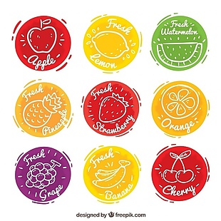 九种彩色果汁标签