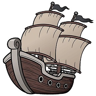 卡通古船图案元素