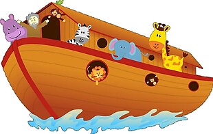 精美卡通动物木船图案