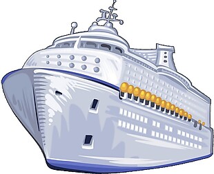卡通现代大型客船图案元素