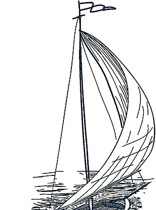 古风木制帆船线条画元素