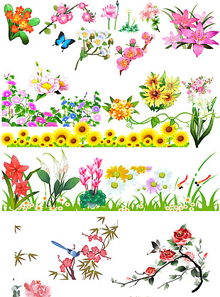 春季各种花组合元素
