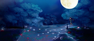 月亮中秋节banner背景素材