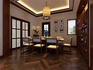 中式古风餐厅室内装修效果图