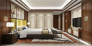 中式经典大气卧室装修效果图