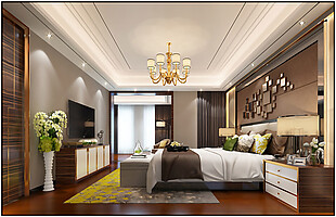 别墅轻奢欧式风格卧室装修效果图