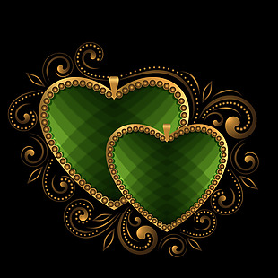 浪漫绿色宝石心形背景