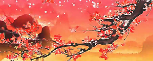 喜庆中国红梅花大气背视频素材