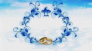 蓝白色金戒指婚礼唯美视频素材
