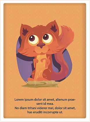 橙色手绘狐狸卡通小动物矢量素材