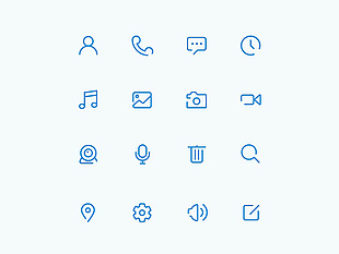 蓝色网页UI线性矢量icon图标设计