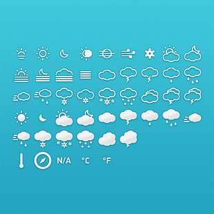 网页UI线条天气控件icon图标集