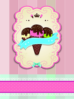 甜品冰淇淋粉嫩可爱少女系矢量菜单背景素材